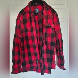 Red & Black checkered flannel button-down collar shirt M Medium women or men